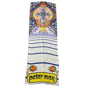 Vintage Peter Max Scarf Psychedelic Art Print Silk Twill Neck Scarf 14 x 41